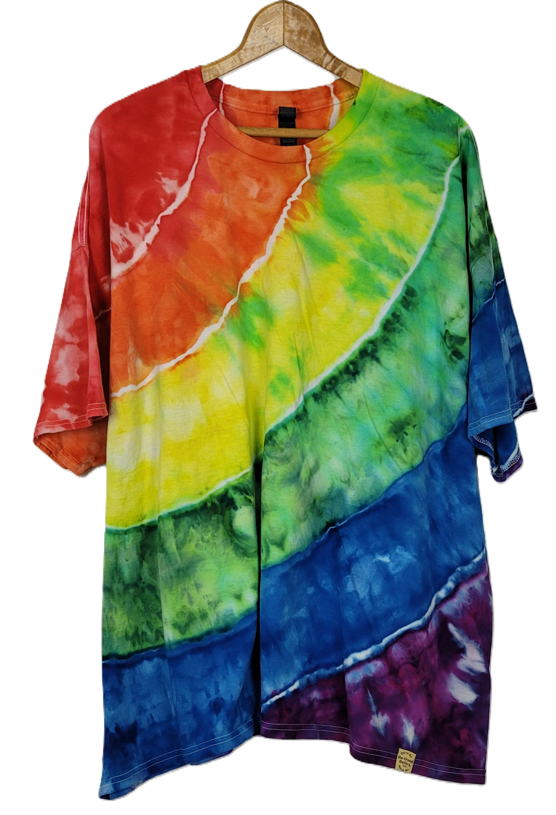 Diagonal Arc Rainbow Tie-Dye T-Shirt – Adult, Unisex, Size 4XL