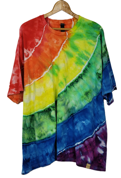Diagonal Arc Rainbow Tie-Dye T-Shirt – Adult, Unisex, Size 4XL