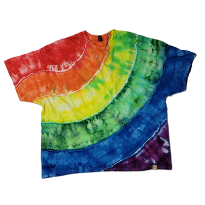 Diagonal Arc Rainbow Tie-Dye T-Shirt – Adult, Unisex, Size 4XL