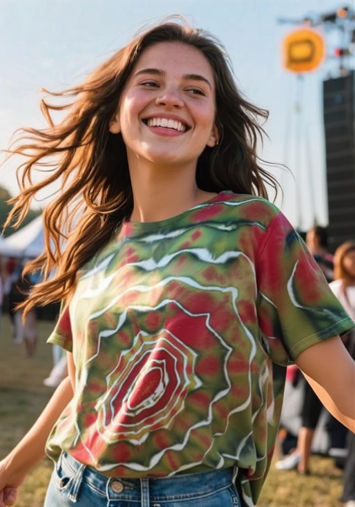 The Strawberry Sunburst Tie-Dye T-Shirt – Adult, Unisex, Size XXL