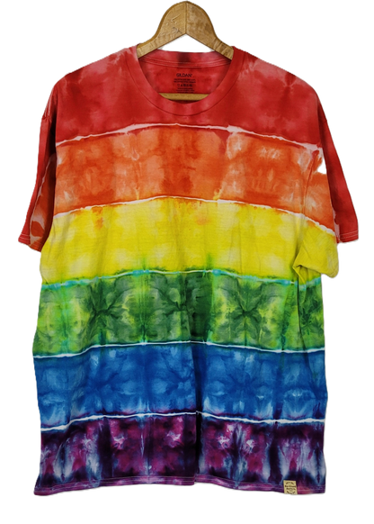 Horizonal Rainbow Geode Tie-Dye T-Shirt – Adult, Unisex, Size 2XL