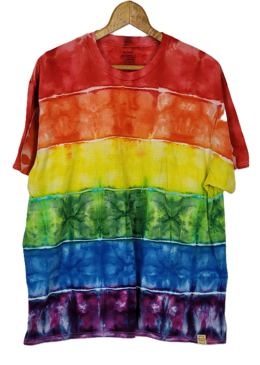 Horizonal Rainbow Geode Tie-Dye T-Shirt – Adult, Unisex, Size 2XL