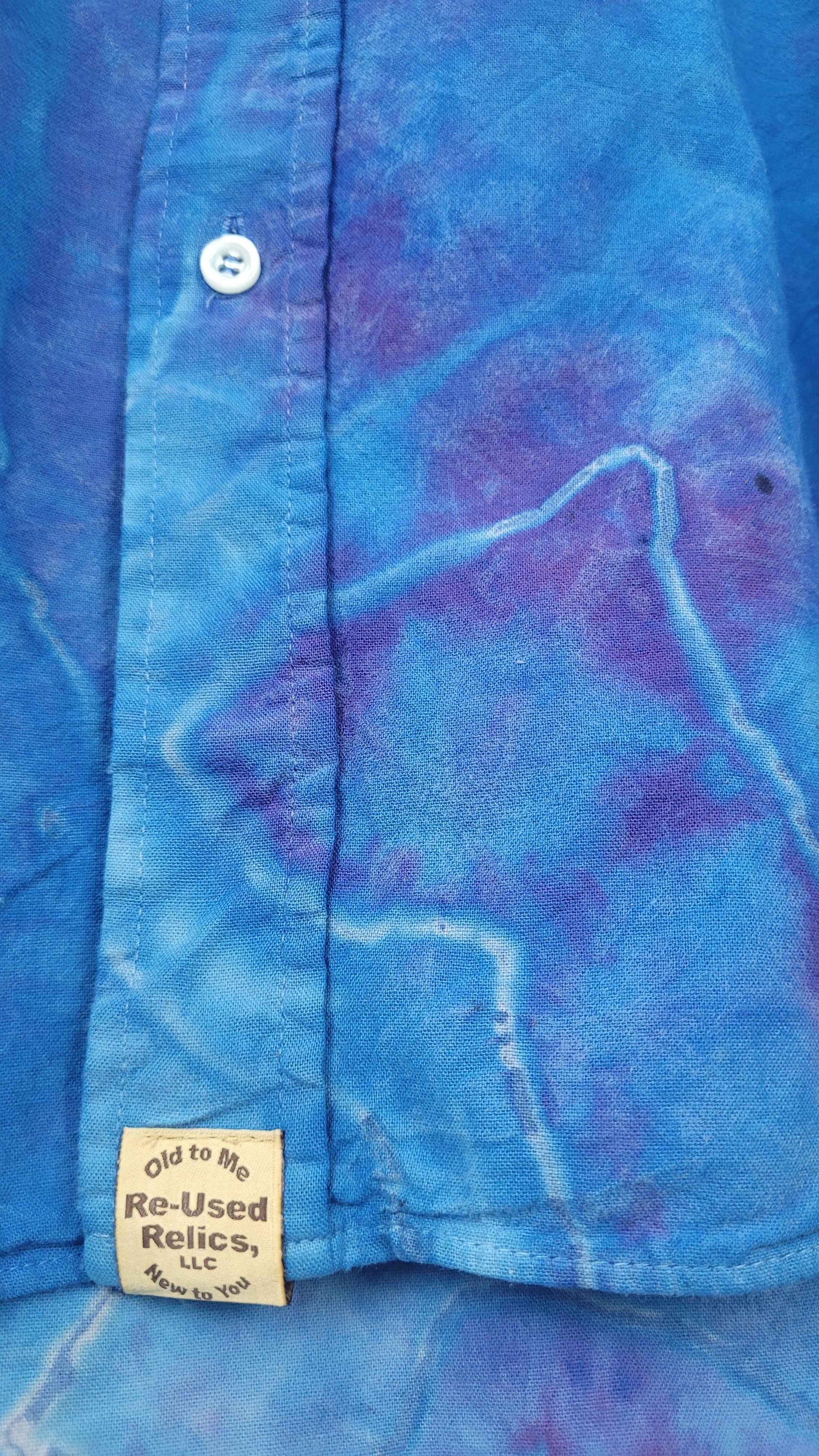 Midnight Geode Upcycled Button-Up Shirt - Adult, Men's, Size L