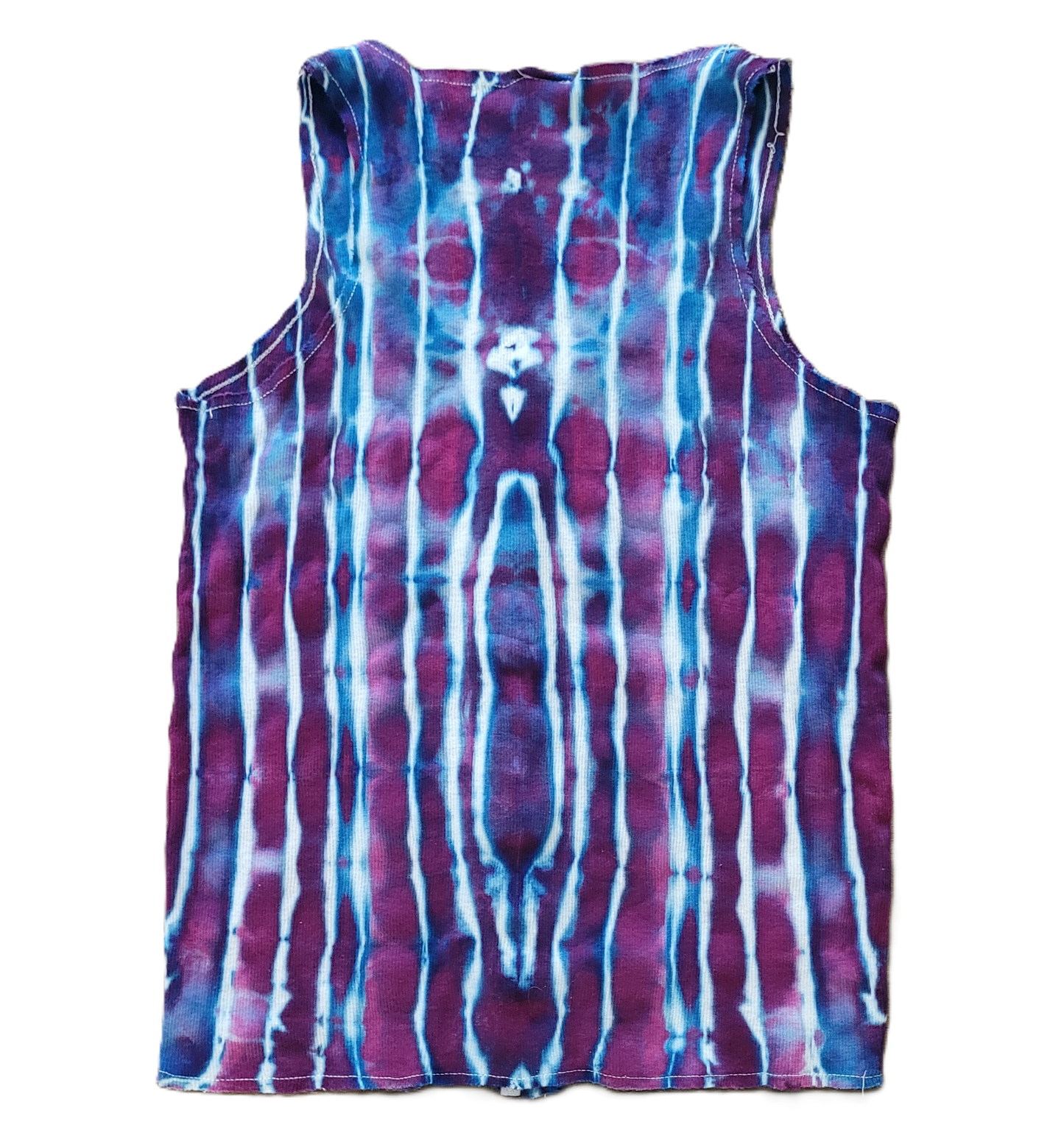 Tie-dye sleeveless shirt back on a white background