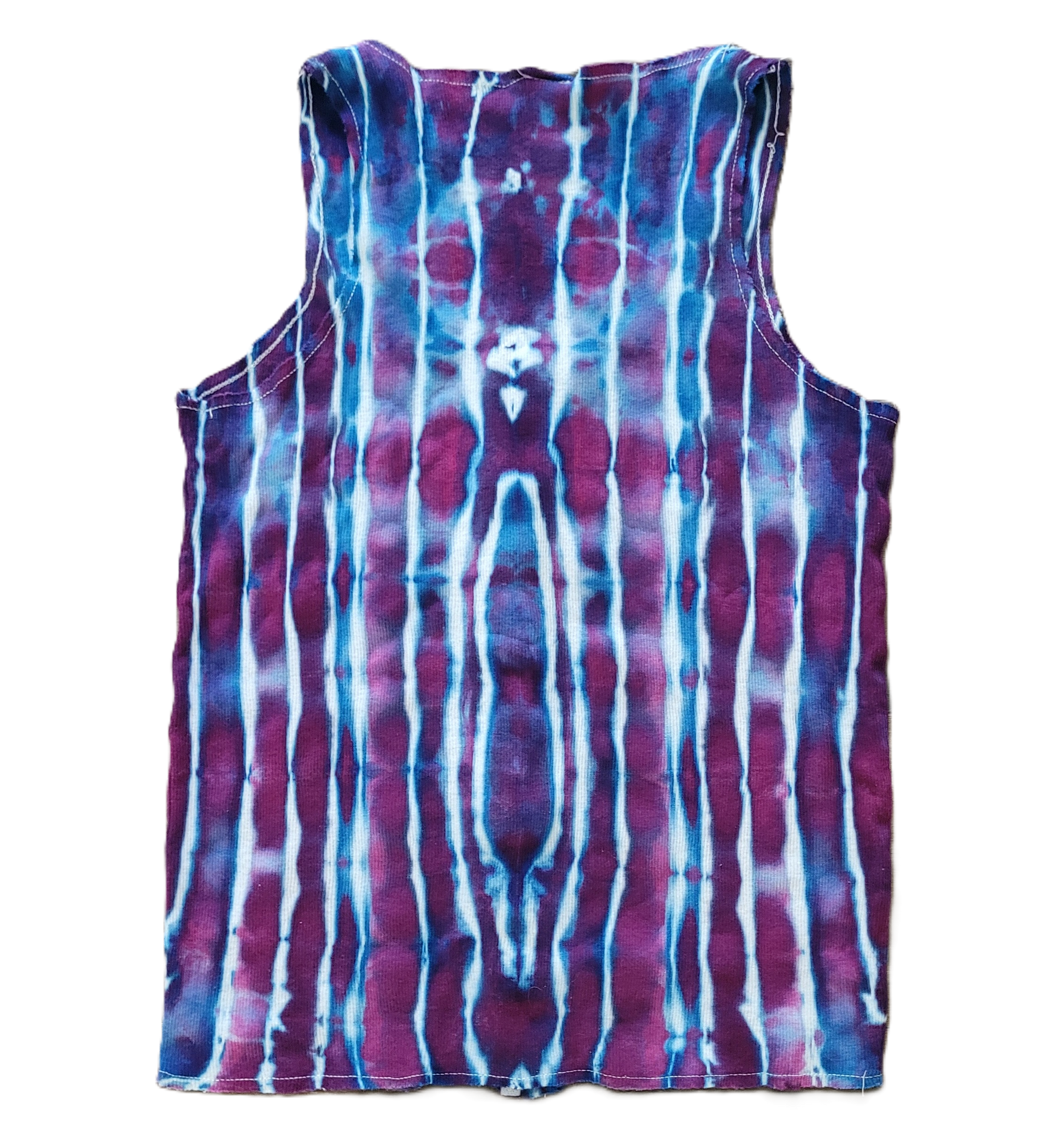Tie-dye sleeveless shirt back on a white background