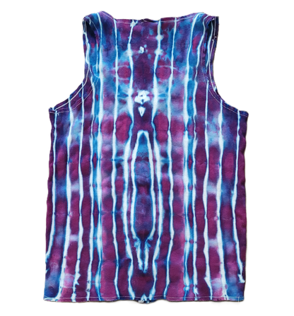 Tie-dye sleeveless shirt back on a white background