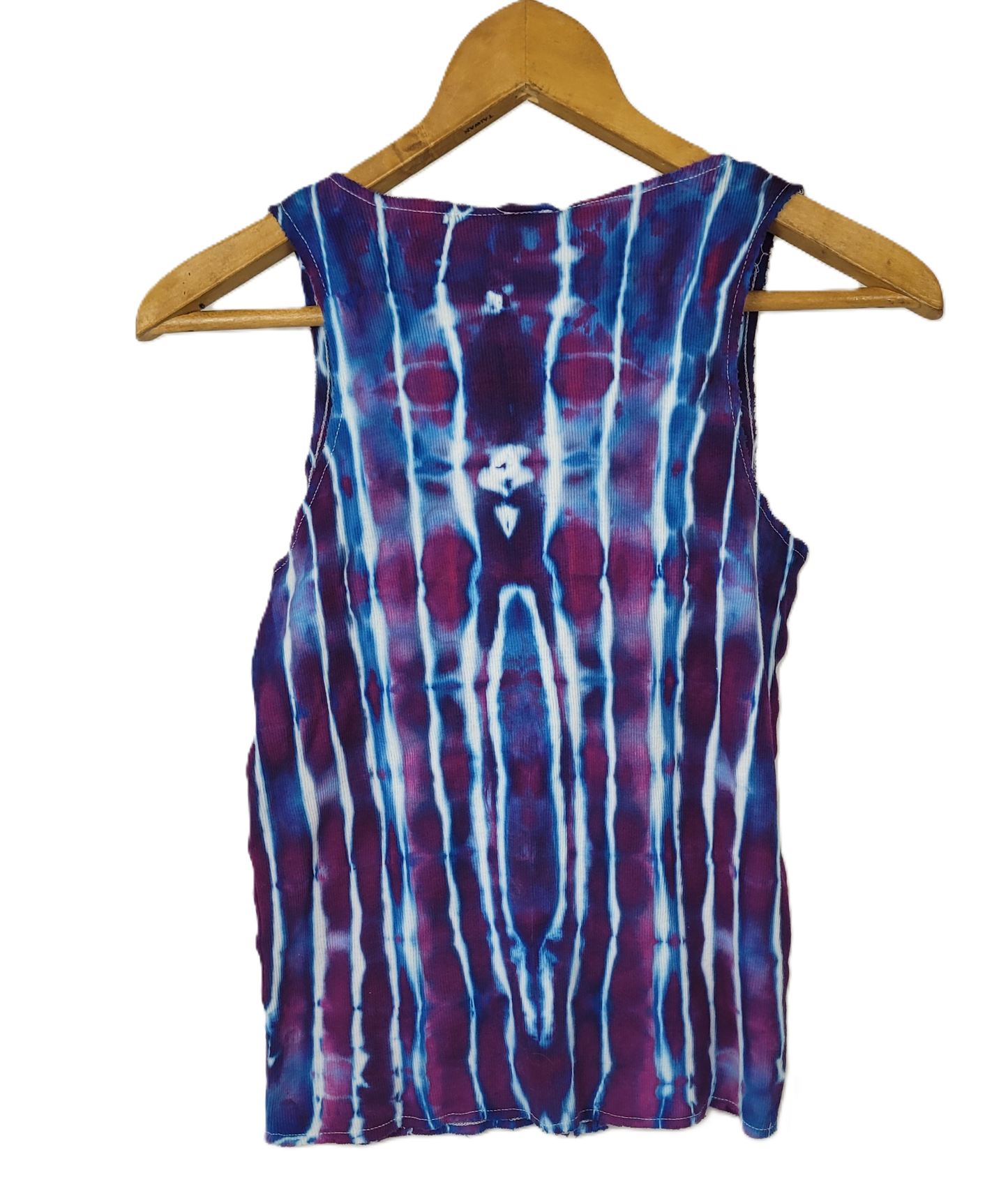 Tie-dye sleeveless shirt back on a white background