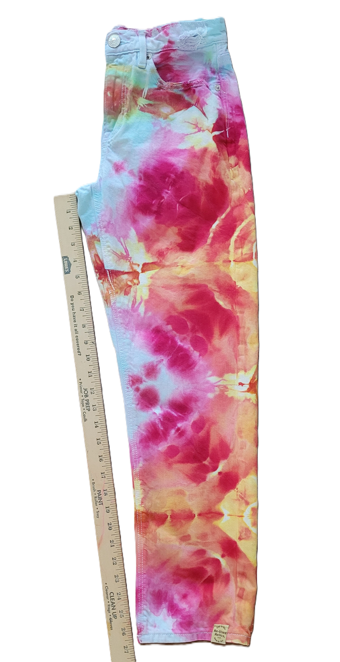 Tequila Sunrise Upcycled Distressed Denim Jeans – Adult, Ladies, Size 2