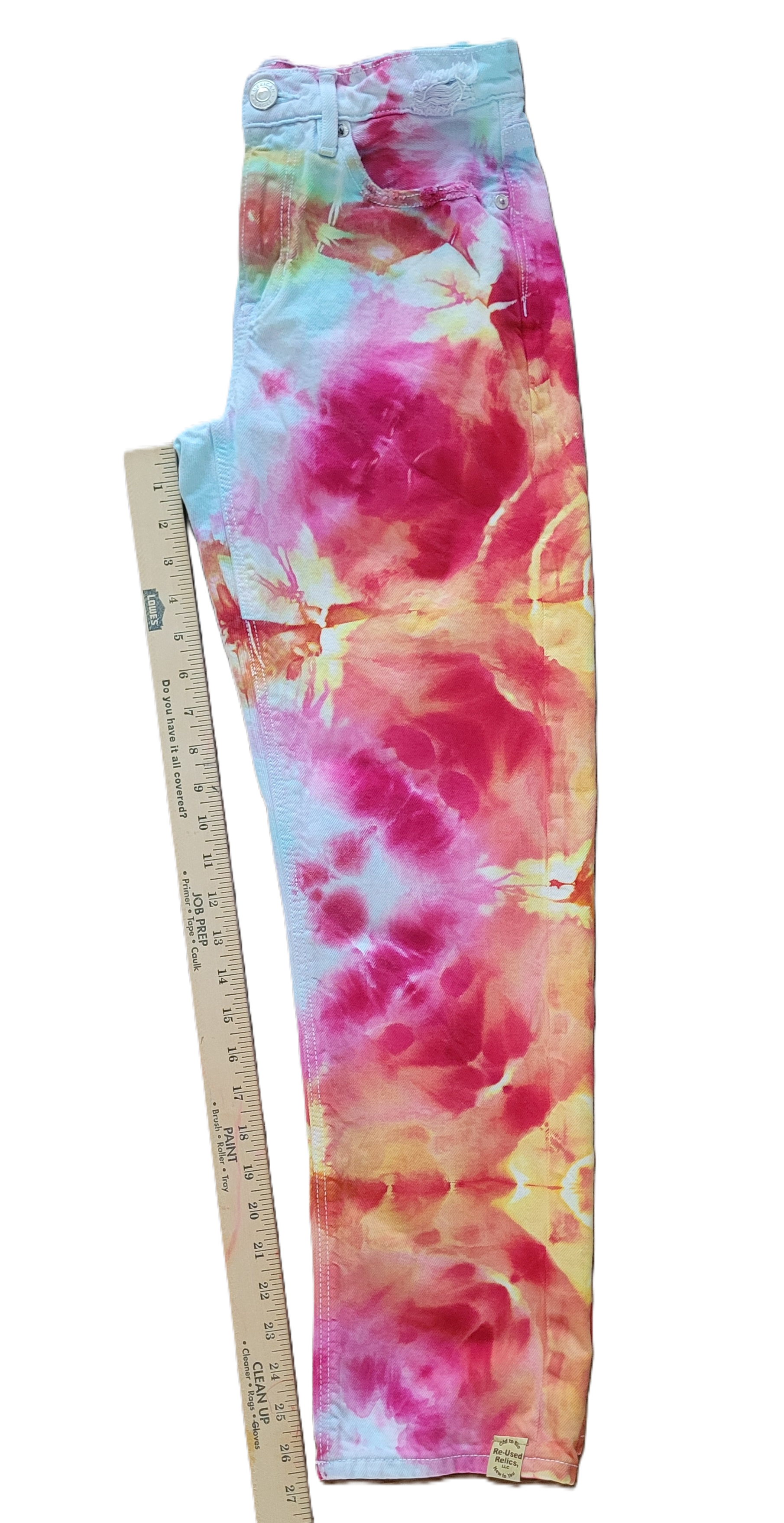 Tequila Sunrise Upcycled Distressed Denim Jeans – Adult, Ladies, Size 2