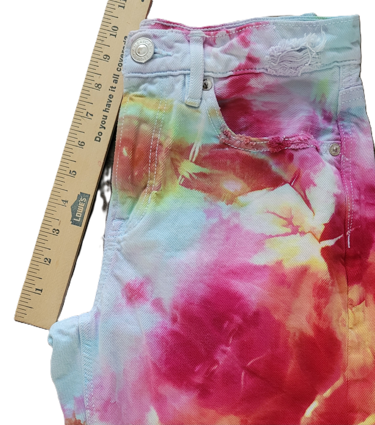 Tequila Sunrise Upcycled Distressed Denim Jeans – Adult, Ladies, Size 2