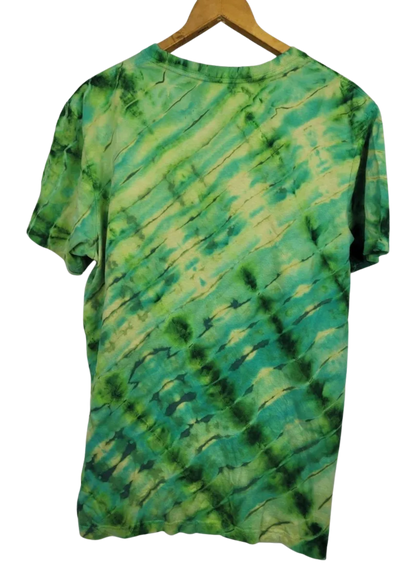Upcycled Green Reversed Tie-Dye T-Shirt - Adult, Unisex, Size L