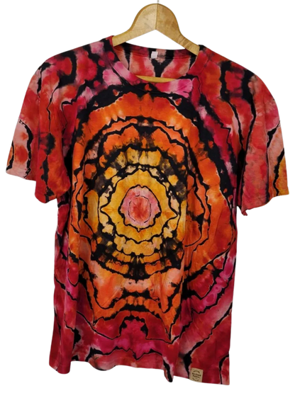 Black Reverse to Sun Geode Tie-Dye T-Shirt - Adult, Unisex, Size L