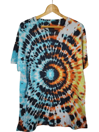 Fire and Ice Wig-Wag Tie-Dye T-Shirt - Adult, Unisex, Size 2XL - Re-Used Relics