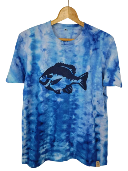 Upcycled Fish Underwater Tie-Dye T-Shirt - Adult, Unisex, Size M