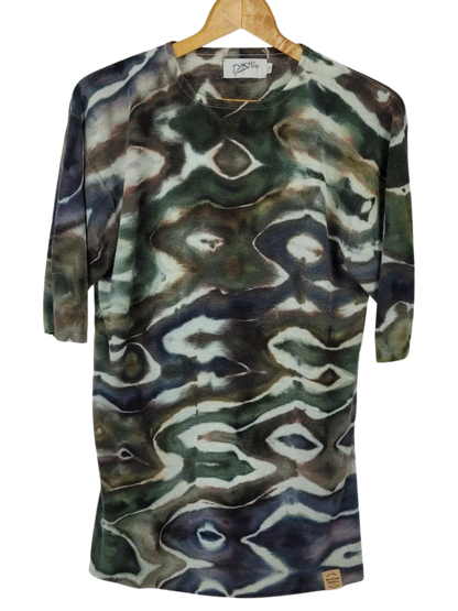 Upcycled DASHemp Camo Glitch Tie-Dye Shirt - Adult, Unisex, Size M