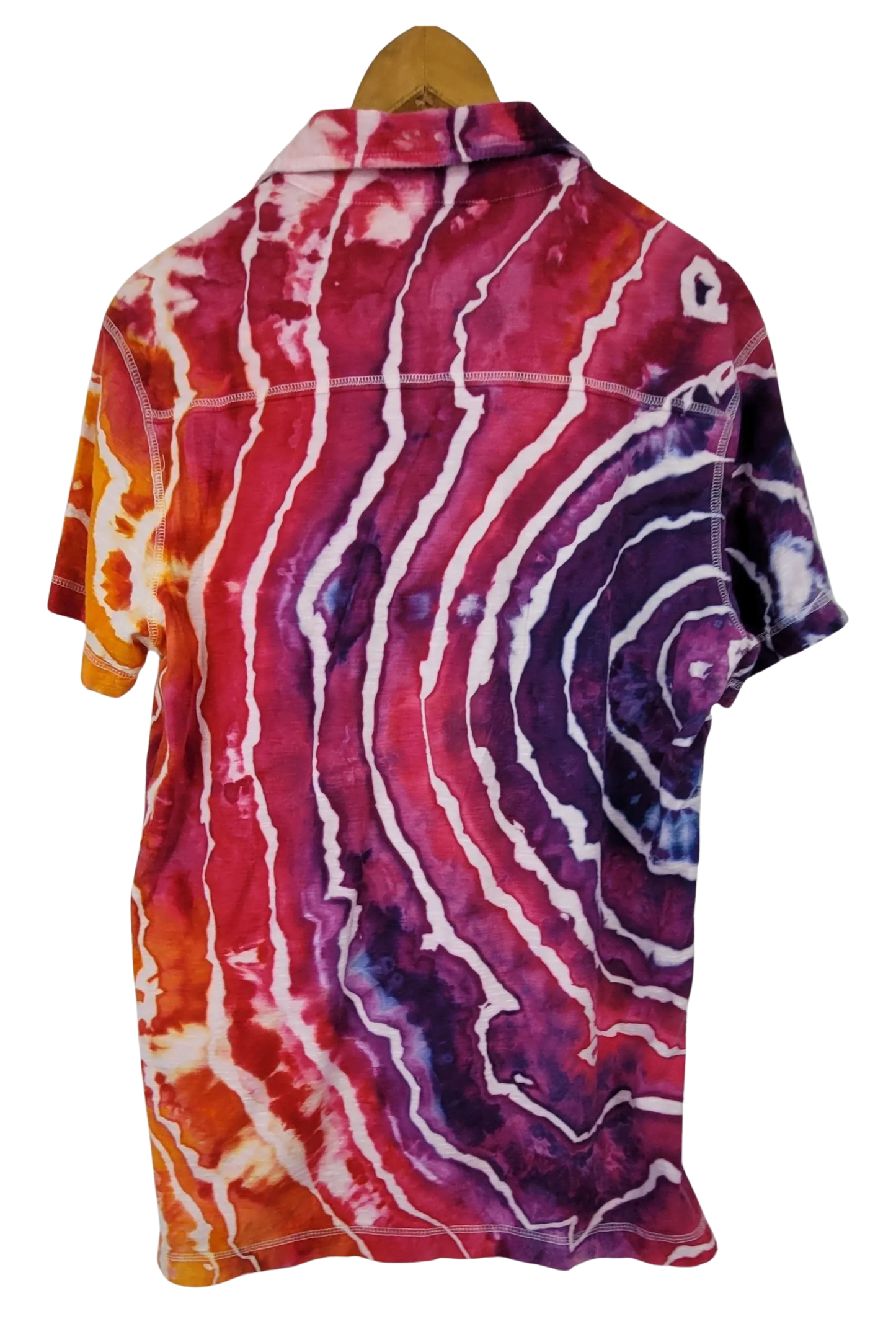 Colorful tie-dye shirt on a white background
