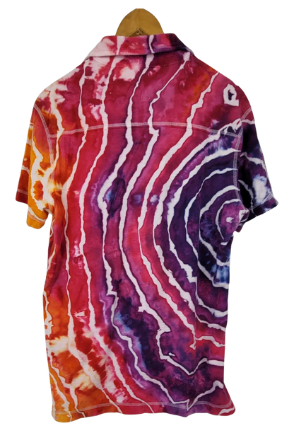 Colorful tie-dye shirt on a white background